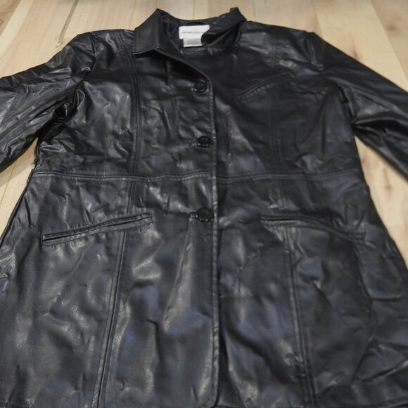 Vintage Black Faux Leather Jacket - Size Medium - Picture 2 of 7